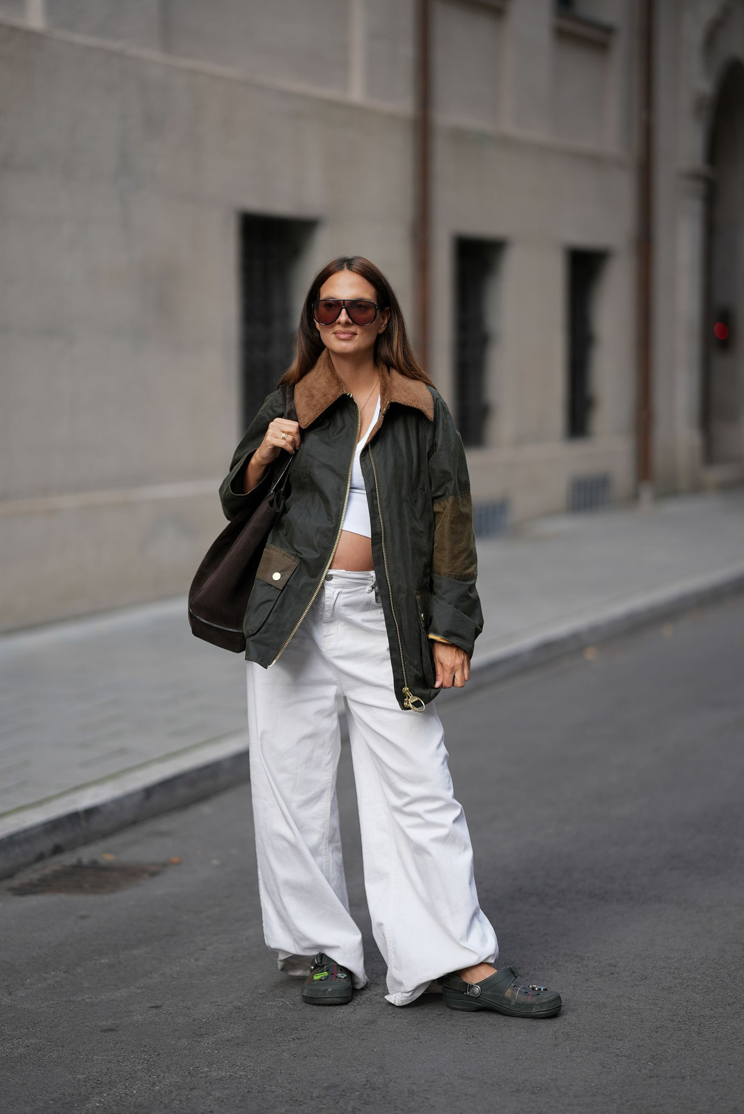 Utilitarian Chic: Olive Jacket and Extreme Wide-Leg Jeans — Spring Capsule Wardrobe 2027