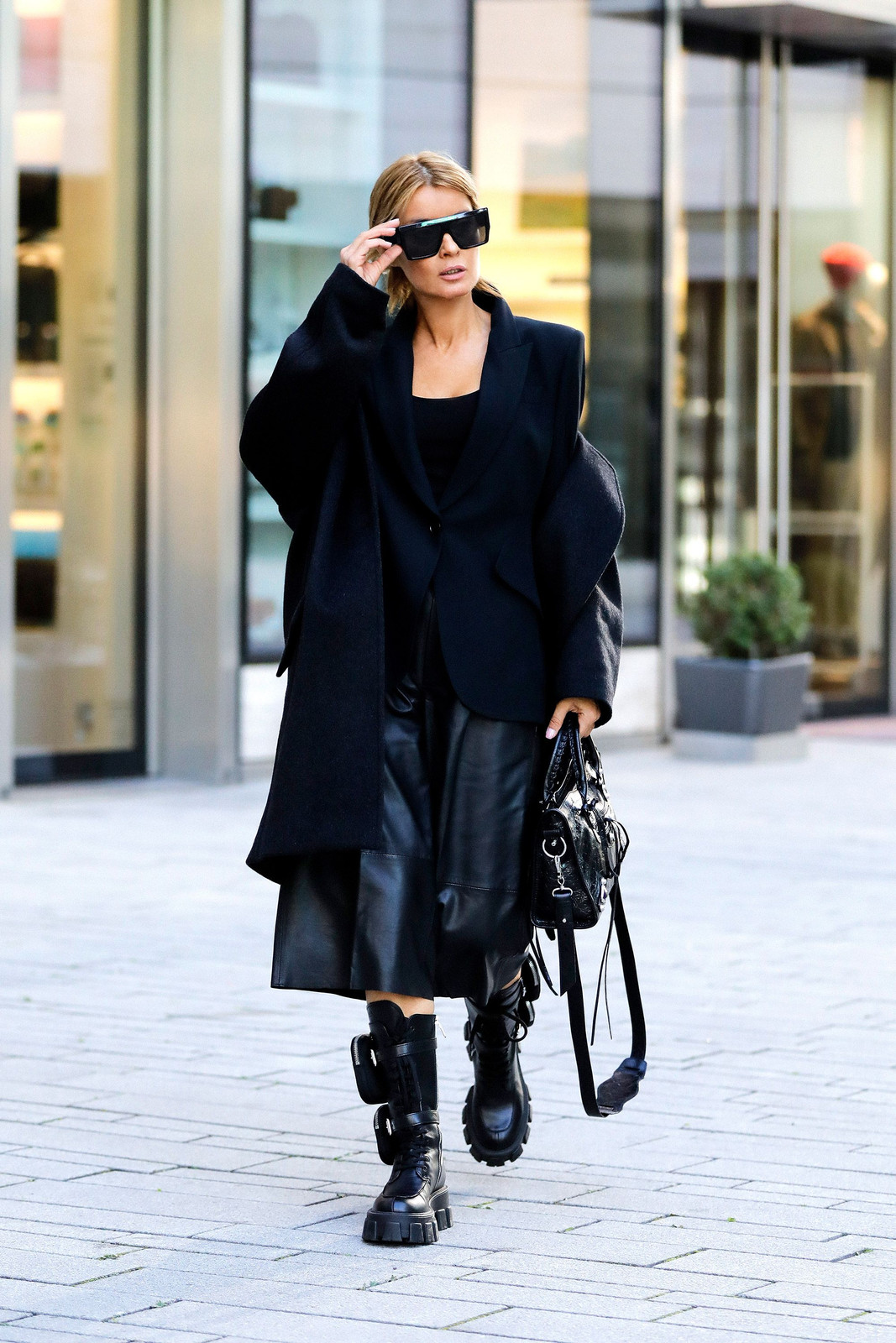 Monochromatic Black Ensemble with Chunky Combat Boots Monochromatic Black Ensemble with Chunky Combat Boots — Combat Boots Outfits 2027
