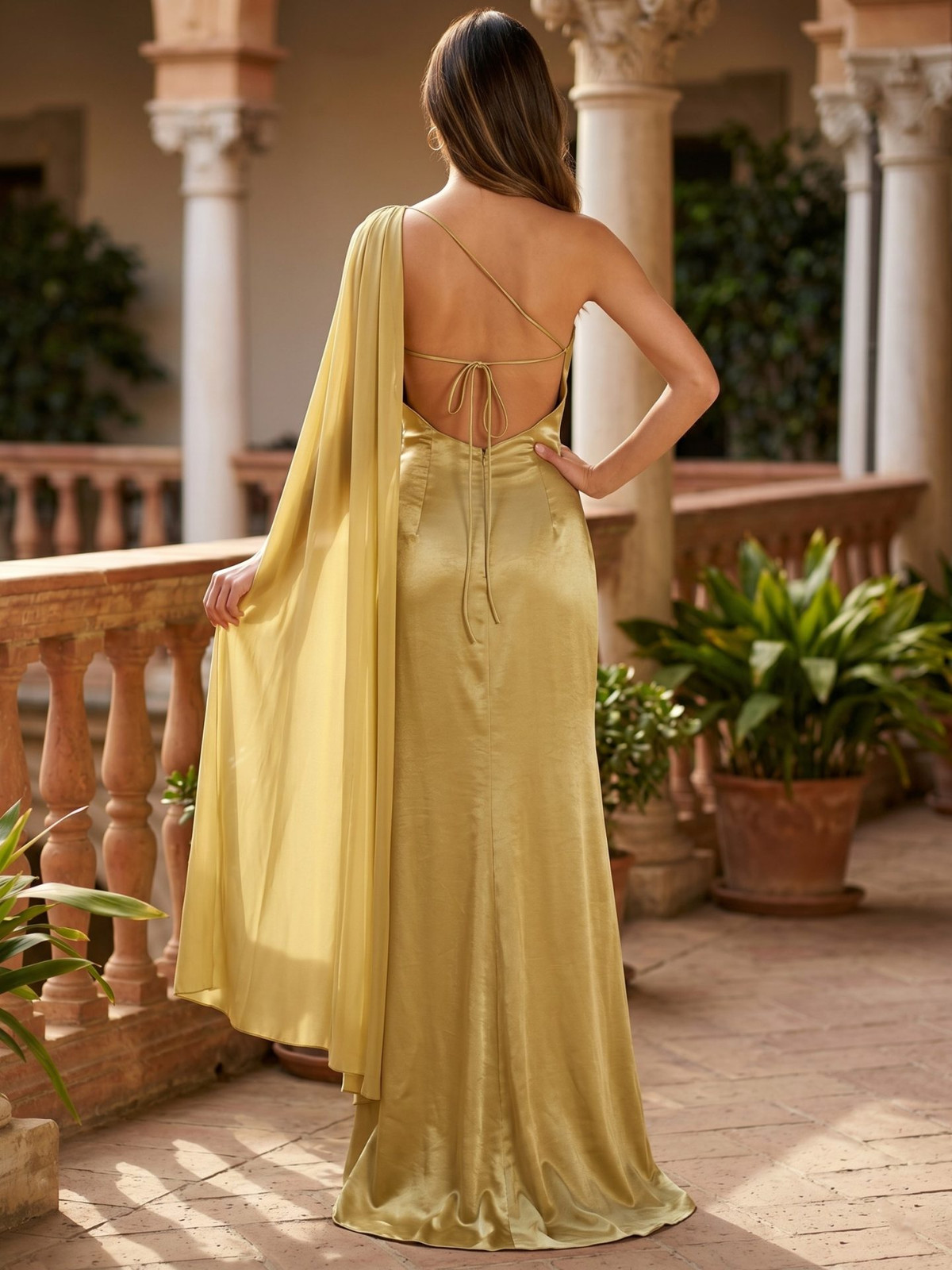 Formal Elegance: Gold Satin Maxi Dress with Open Back Formal Elegance: Gold Satin Maxi Dress with Open Back — Satin Dresses 2027