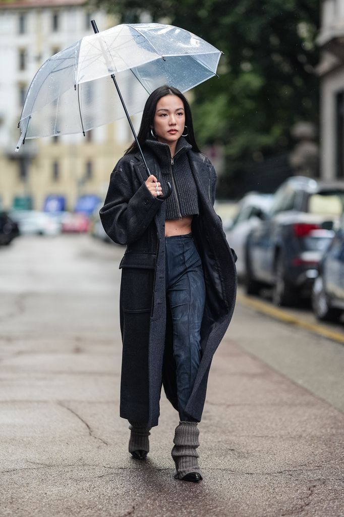 Long Coat and Cropped Sweater: Layering for Warmth and Style Long Coat and Cropped Sweater: Layering for Warmth and Style — Rainy Day Outfits 2027