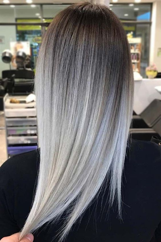 Dark Brown To Ash Blonde Ombr Visual Idea — Gray Hair Color 2027