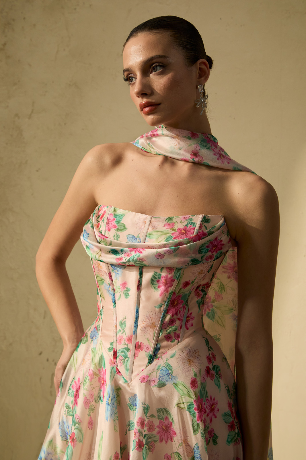 Pink Floral Print Satin Corset Dress Styling: Styling_Variation Pink Floral Print Satin Corset Dress Styling: Styling_Variation — Corset Dress Outfits 2027