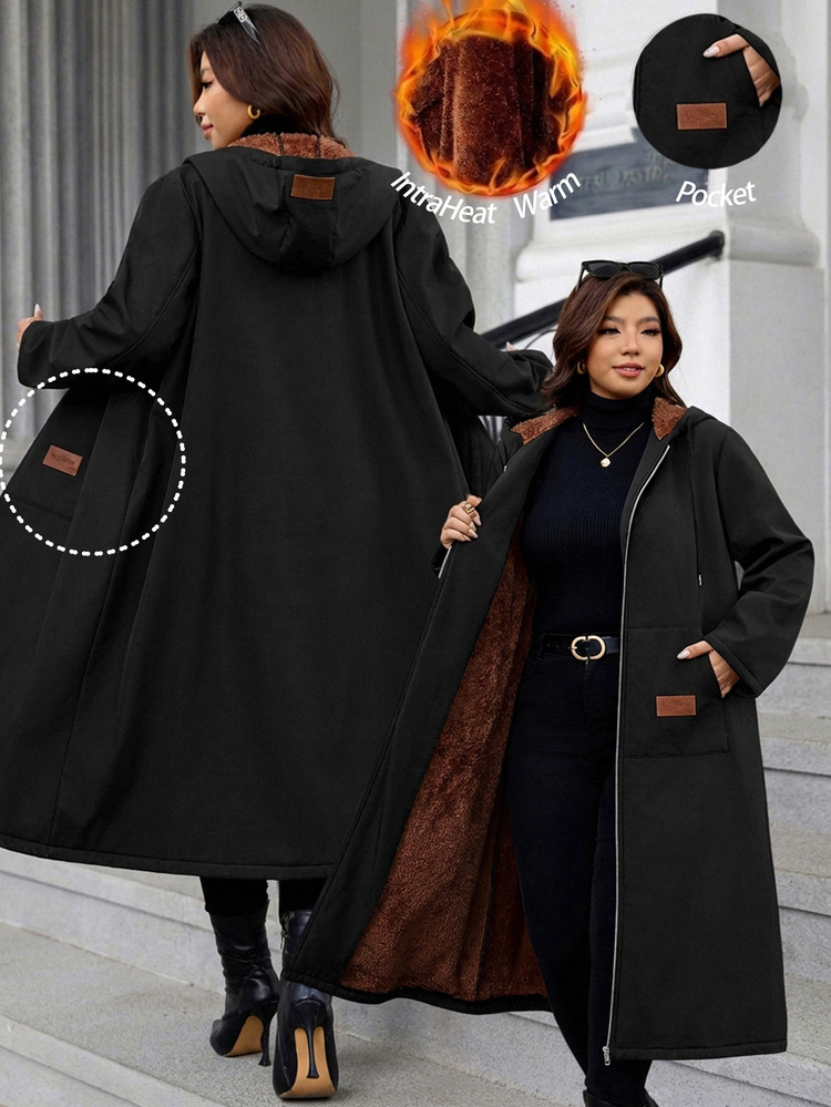 Warm and Cozy: Black Hooded Coat with Fuzzy Lining Warm and Cozy: Black Hooded Coat with Fuzzy Lining — Winter Family Photo Outfits 2027