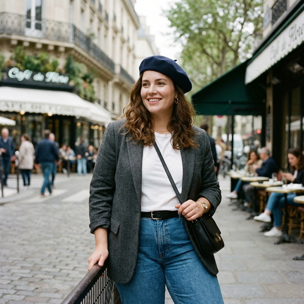 Casual Chic: Navy Beret with Blazer and Denim Casual Chic: Navy Beret with Blazer and Denim — Beret Outfits 2027