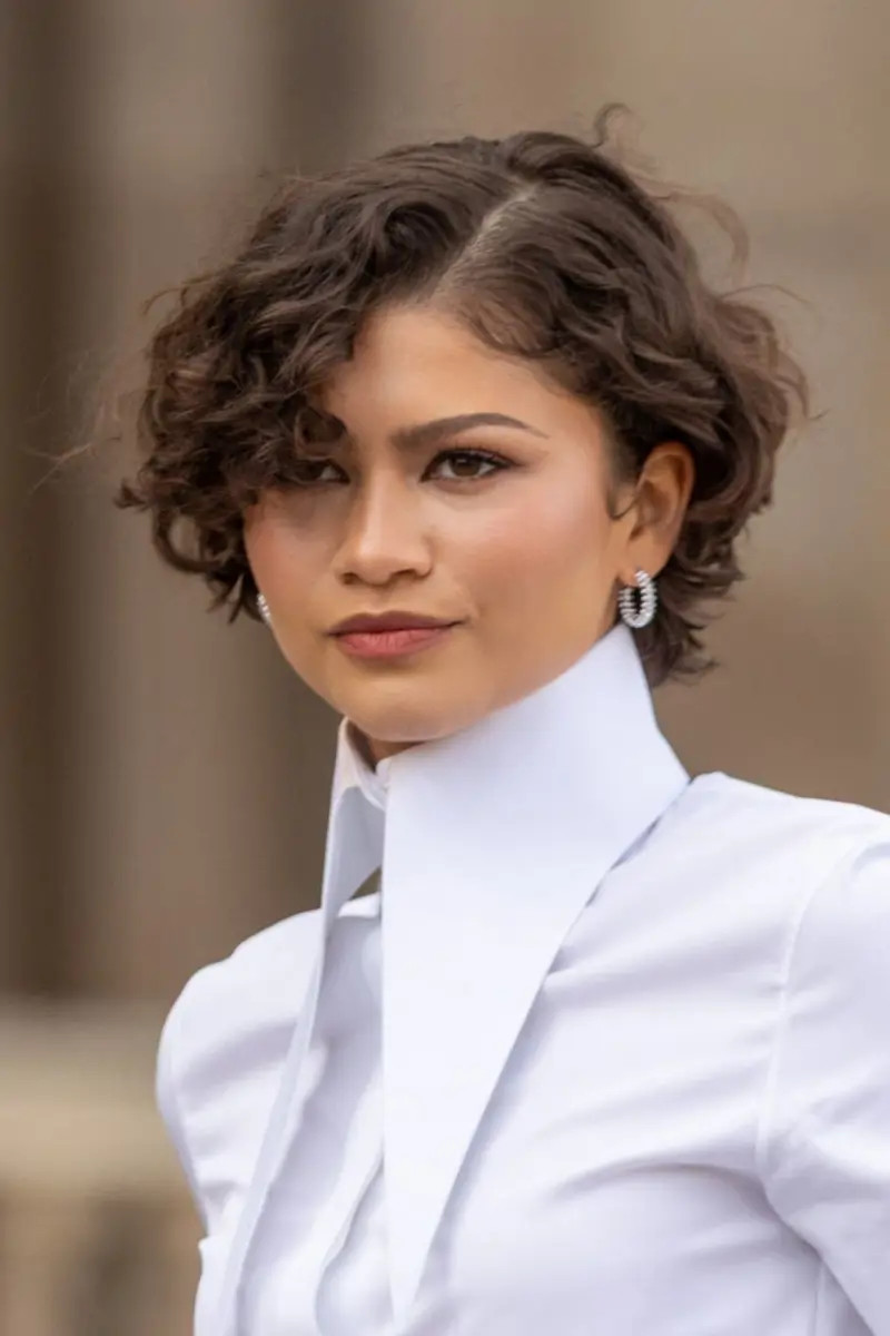 Ear Defined Dark Brown Curly Bixie — Bixie Haircut 2027