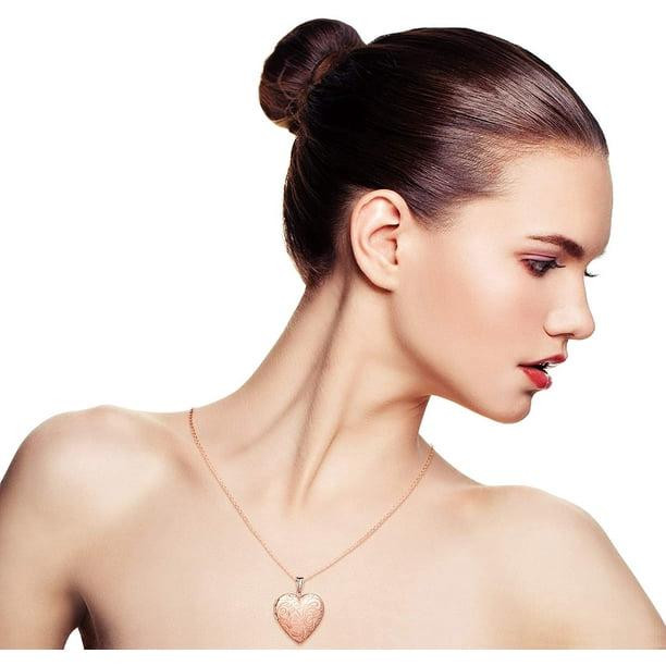 Rose Gold Heart-Shaped Locket with Intricate Floral Engravings Rose Gold Heart-Shaped Locket with Intricate Floral Engravings — Locket Necklaces 2027