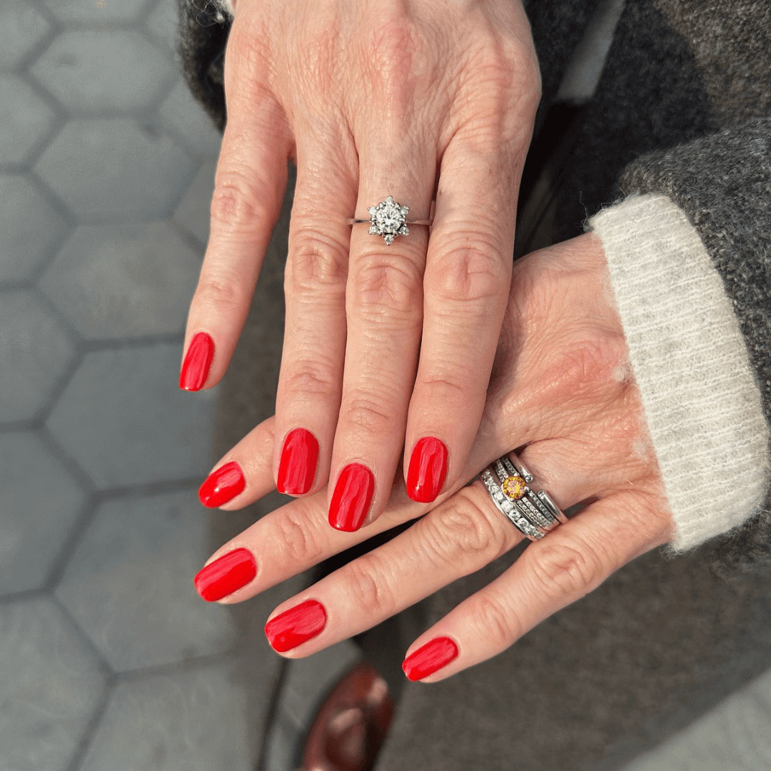 Vibrant Glossy Red Vibrant Glossy Red — Short Square Nails 2027