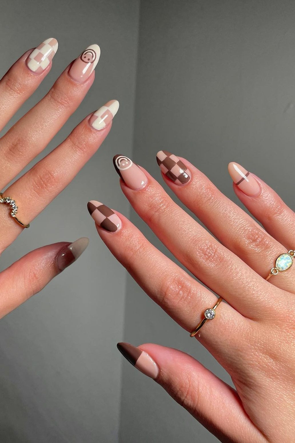 Checkerboard Pattern Smiley Face Visual Idea — Nail Designs 2027