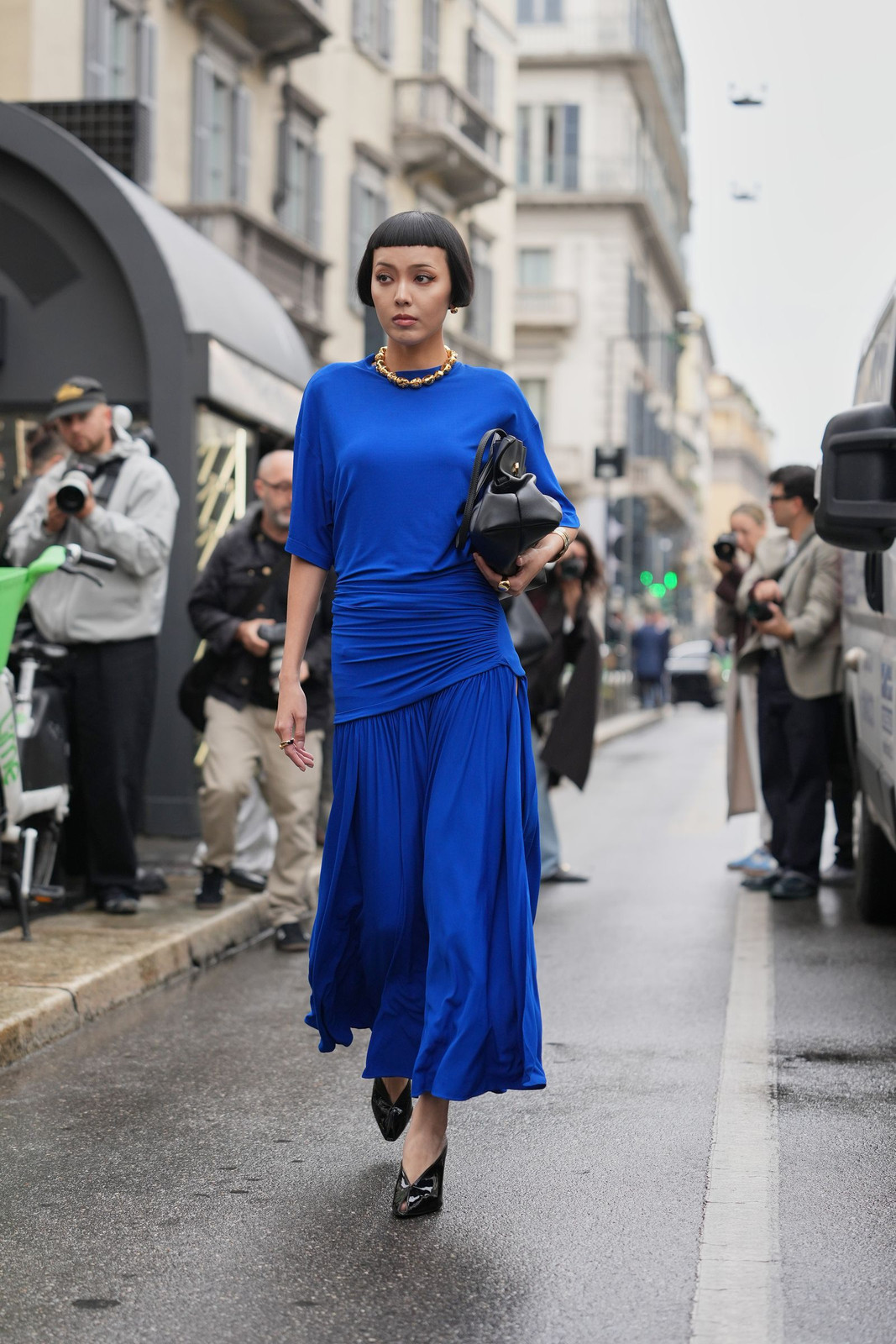 Cobalt Blue Draped Top and Pleated Skirt for Fashion Event Sophistication Cobalt Blue Draped Top and Pleated Skirt for Fashion Event Sophistication — Cobalt Blue Outfits 2027