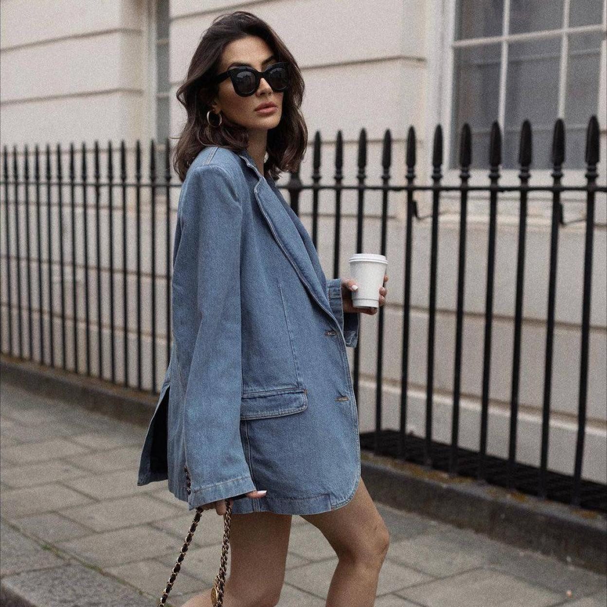 Oversized Light Blue Denim Blazer — Fitted Blazer Outfits 2027