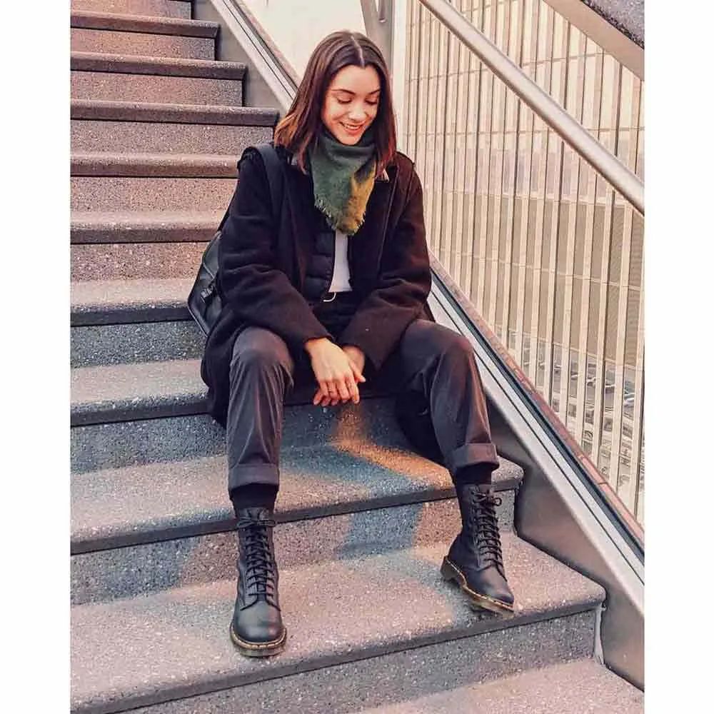 Casual Comfort: Dr. Martens Boots with Cuffed Trousers and a Coat Casual Comfort: Dr. Martens Boots with Cuffed Trousers and a Coat — Doc Martens Outfits 2027