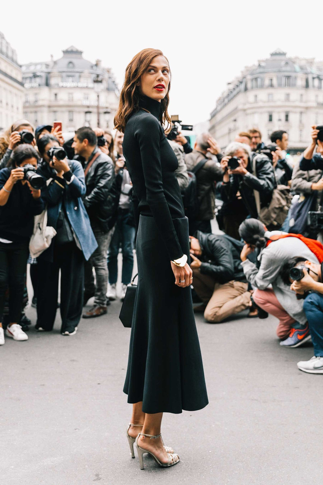 Monochromatic Black Turtleneck and A-Line Skirt Monochromatic Black Turtleneck and A-Line Skirt — Turtleneck Sweater Outfits 2027