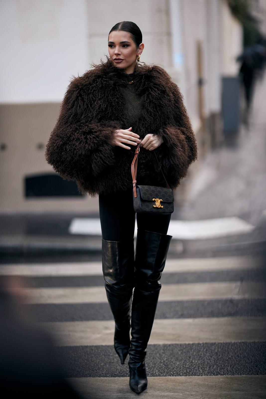 Edgy Chic: Cropped Fur Jacket and Over-the-Knee Boots Edgy Chic: Cropped Fur Jacket and Over-the-Knee Boots — Mob Wife Outfits 2027