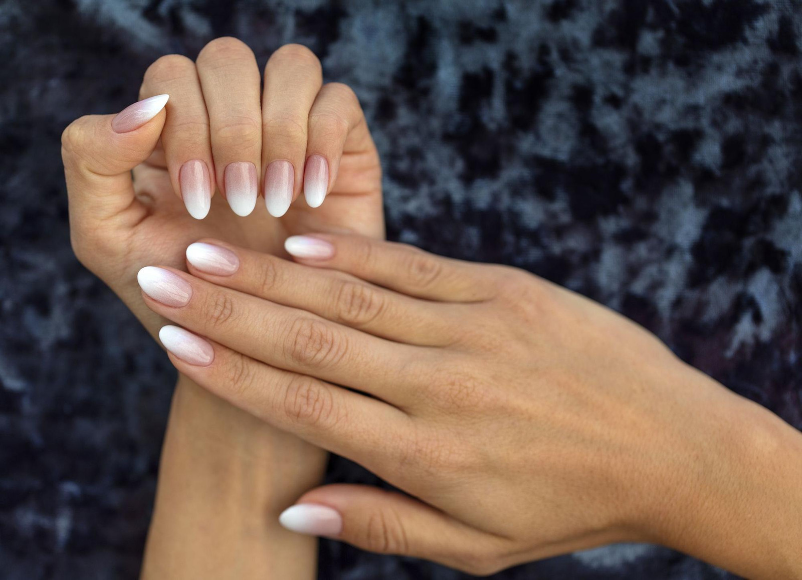 Milky White Glitter Ombre Coffin Nails — Prom Press On Nails 2027