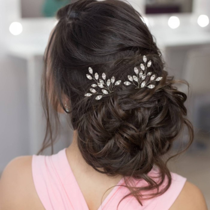Medium-Back Messy Dark Brown Updo — Bridesmaid Hairstyles 2027