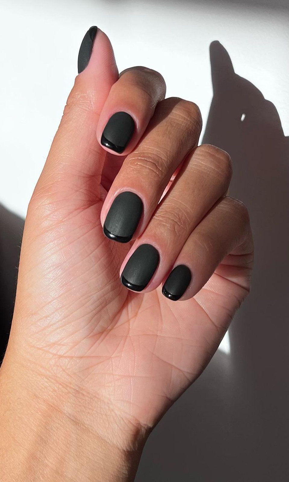 Matte Black with Glossy French Tip Matte Black with Glossy French Tip — Dark Nails 2027