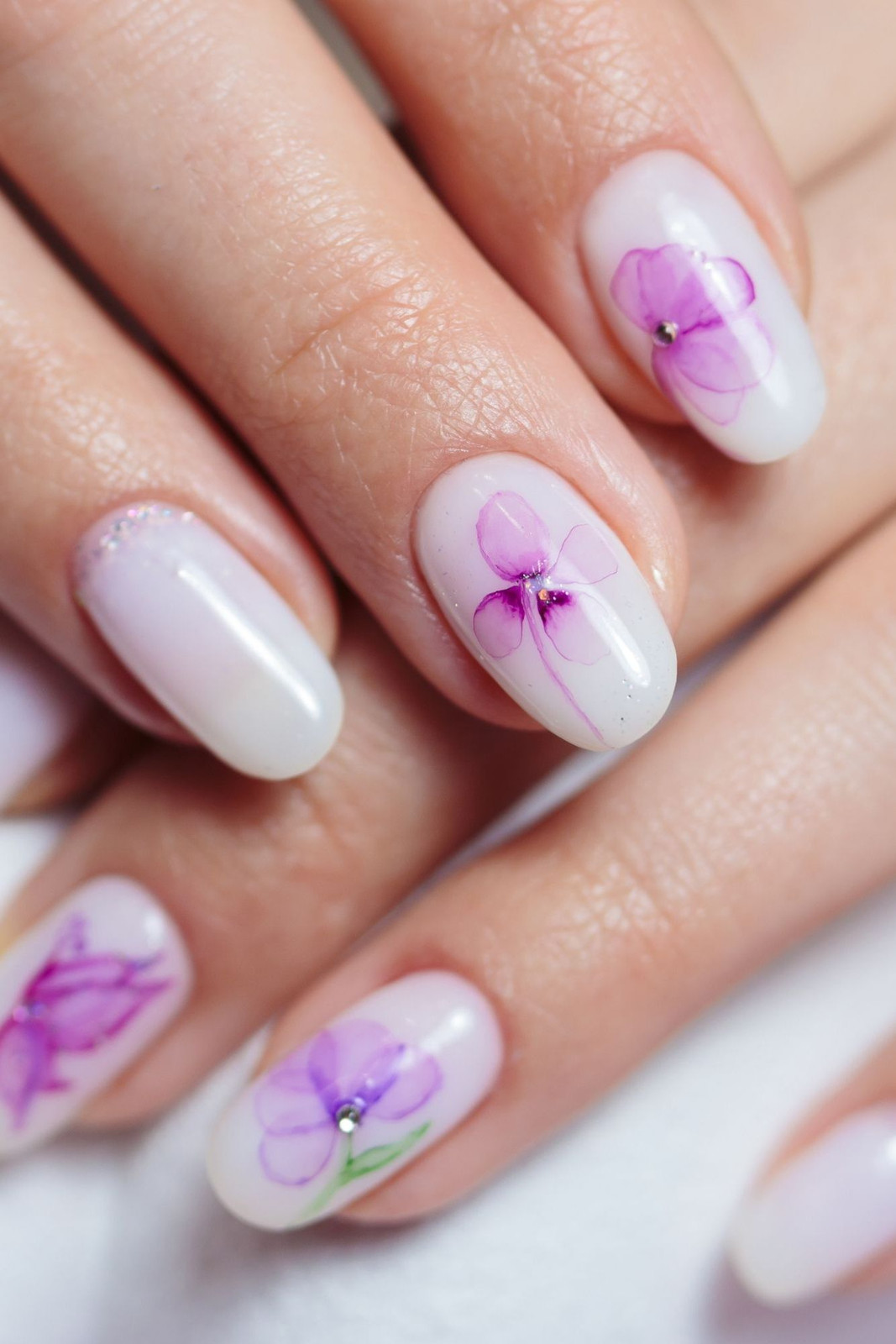 Purple Floral Decals On Accent Nails Visual Idea Purple Floral Decals On Accent Nails Visual Idea — Spring Floral Nails 2027
