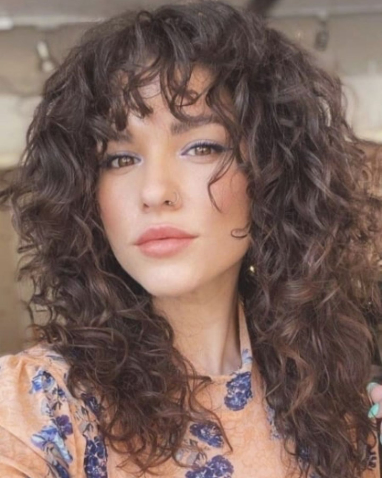 Dark Brown Curly Collarbone Wolf Cut Dark Brown Curly Collarbone Wolf Cut — Curly Wolf Cut 2027