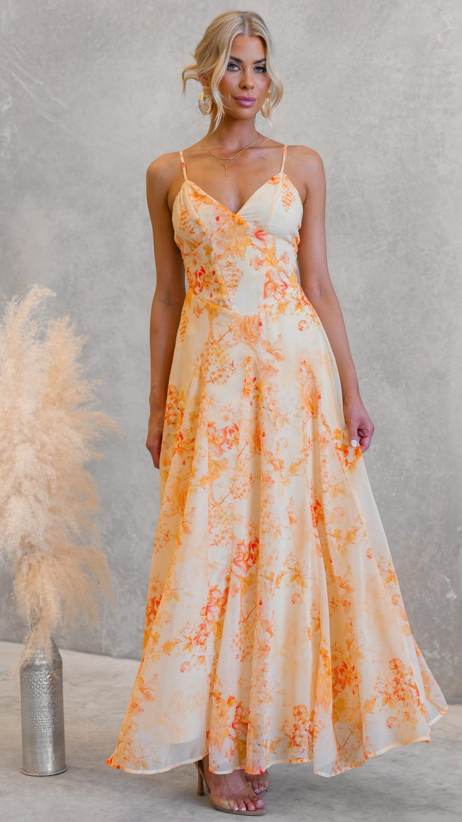 Floral Print Chiffon Dress with Spaghetti Straps Floral Print Chiffon Dress with Spaghetti Straps — Sweet 16 Dresses 2027