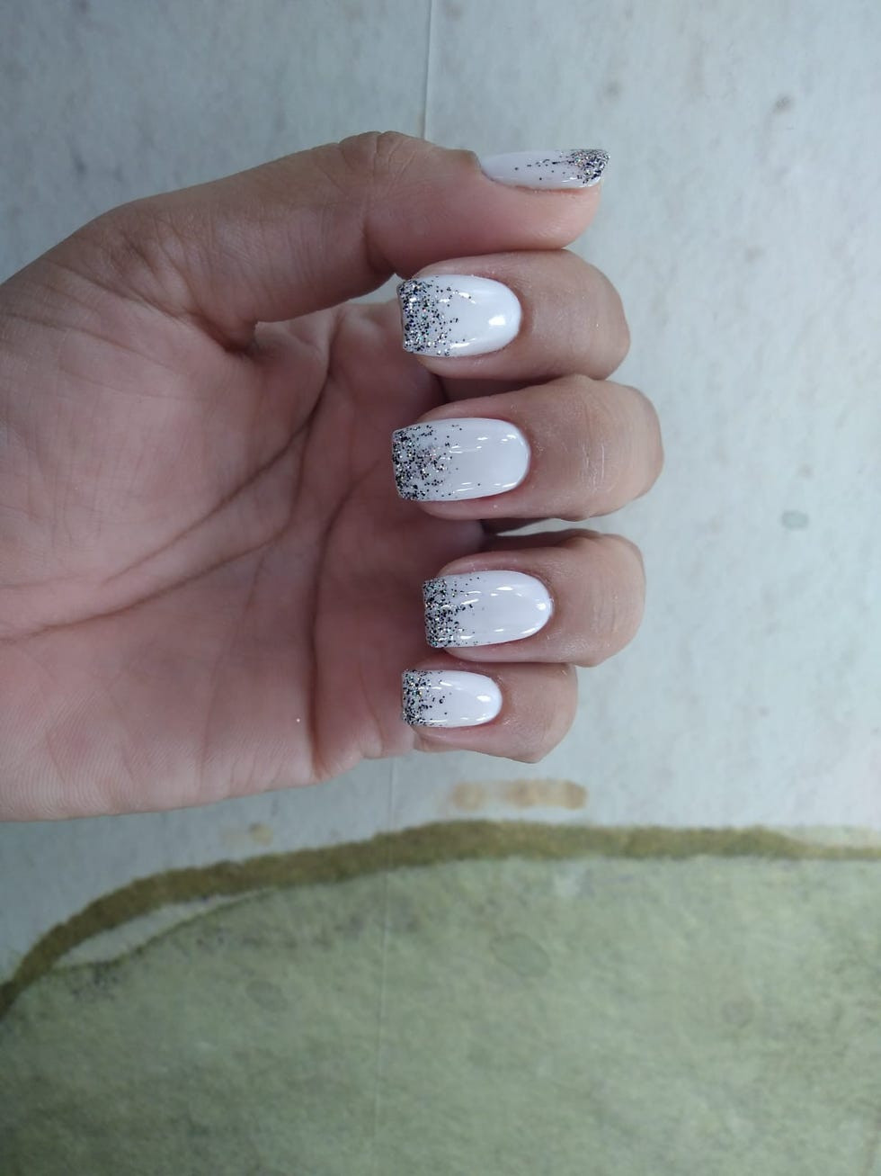 White Glitter French Tip Short Square Nails White Glitter French Tip Short Square Nails — Winter Glitter Nails 2027