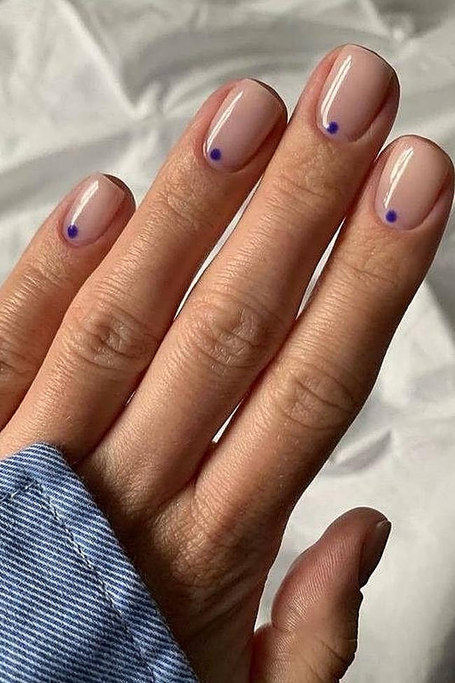 Sheer Nude With Tiny Blue Cuticle Dot Sheer Nude With Tiny Blue Cuticle Dot — Nails 2027 for Everyday