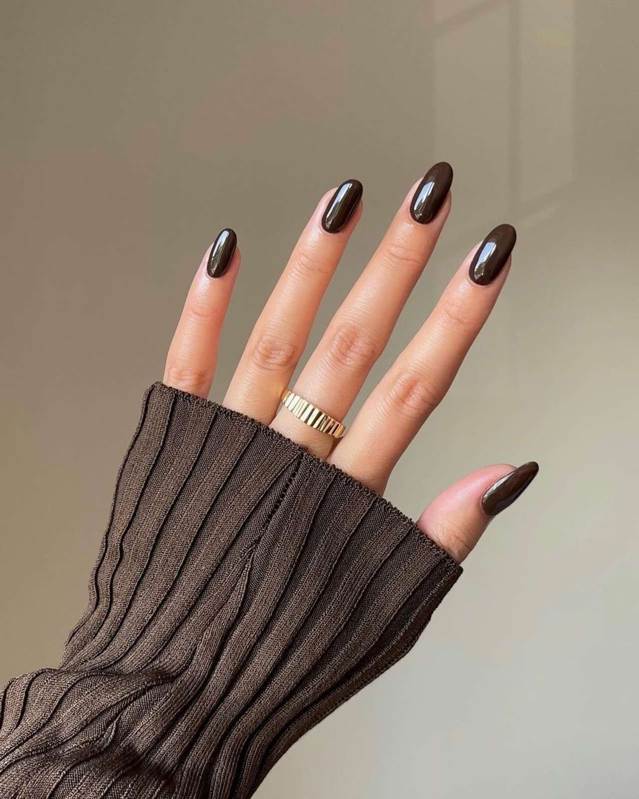 Deep Glossy Dark Chocolate Almonds Deep Glossy Dark Chocolate Almonds — Chocolate Brown Nails 2027