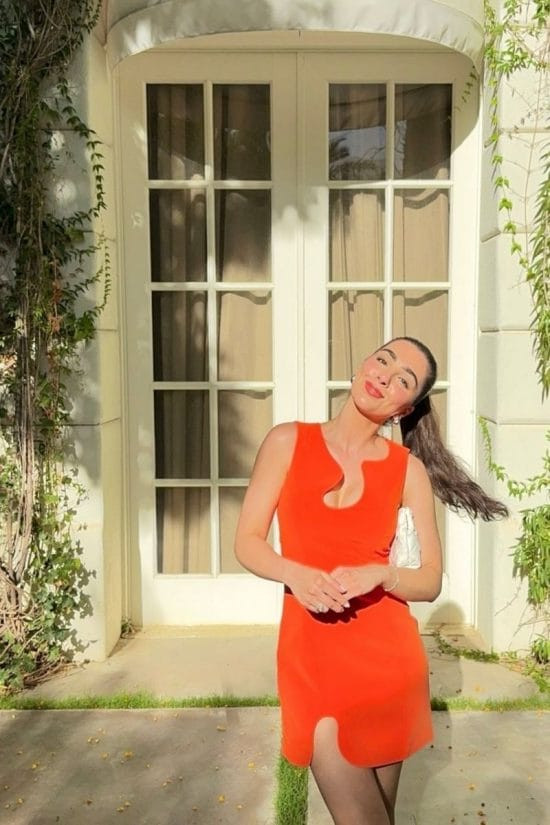 Edgy Orange Mini Dress with Cut-Out Detail Edgy Orange Mini Dress with Cut-Out Detail — Palm Springs Outfits 2027