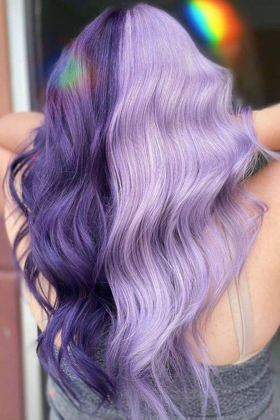 Split Dye Deep Purple And Pastel Lavender Split Dye Deep Purple And Pastel Lavender — Lavender Hair 2027