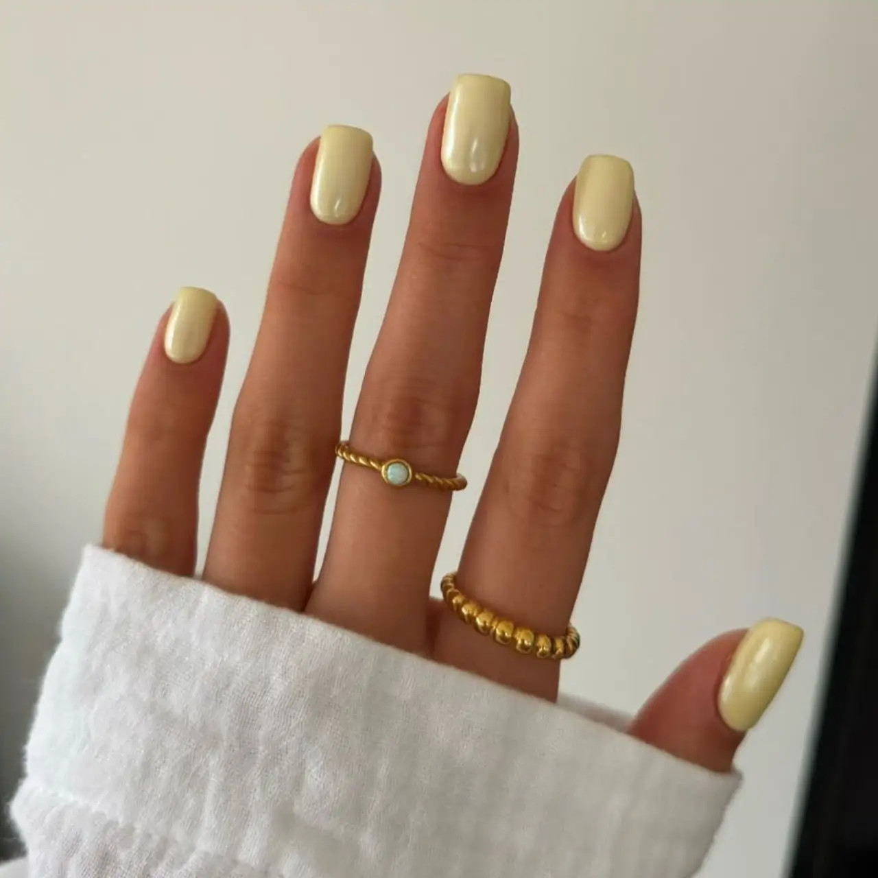 Opaque Creamy Yellow Medium Square Opaque Creamy Yellow Medium Square — Yellow Summer Nails 2027