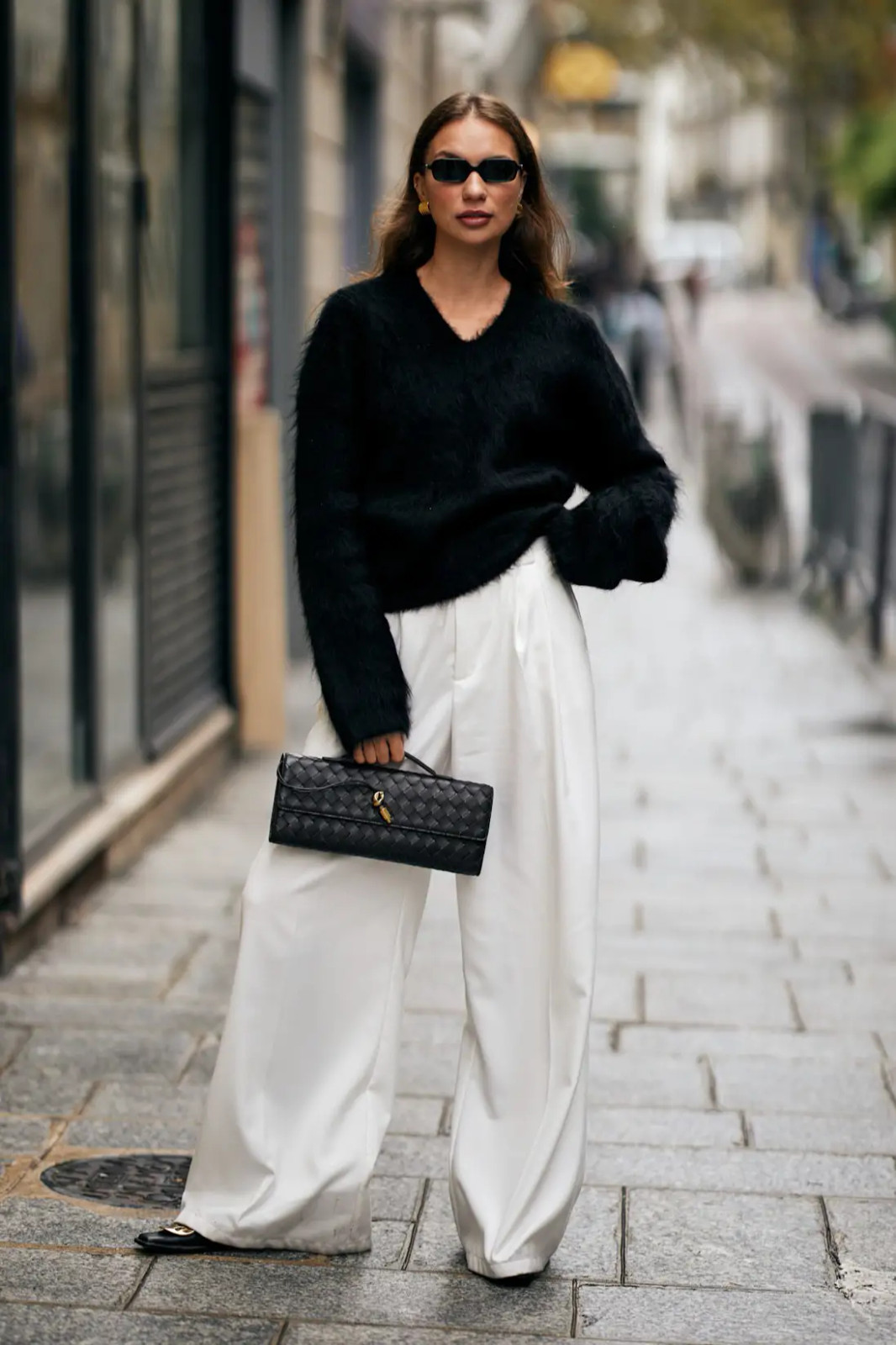 Textural Contrast: Fluffy Sweater with Satin Wide-Leg Pants Textural Contrast: Fluffy Sweater with Satin Wide-Leg Pants — Wide Leg Pants Outfits 2027