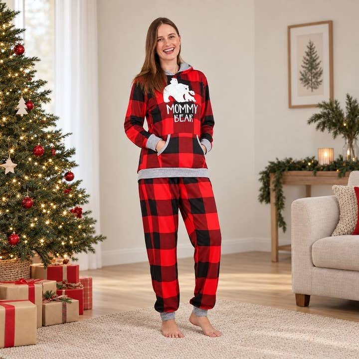 "Mommy Bear" Buffalo Plaid Pajamas for a Cozy Christmas "Mommy Bear" Buffalo Plaid Pajamas for a Cozy Christmas — Matching Christmas Outfits 2026