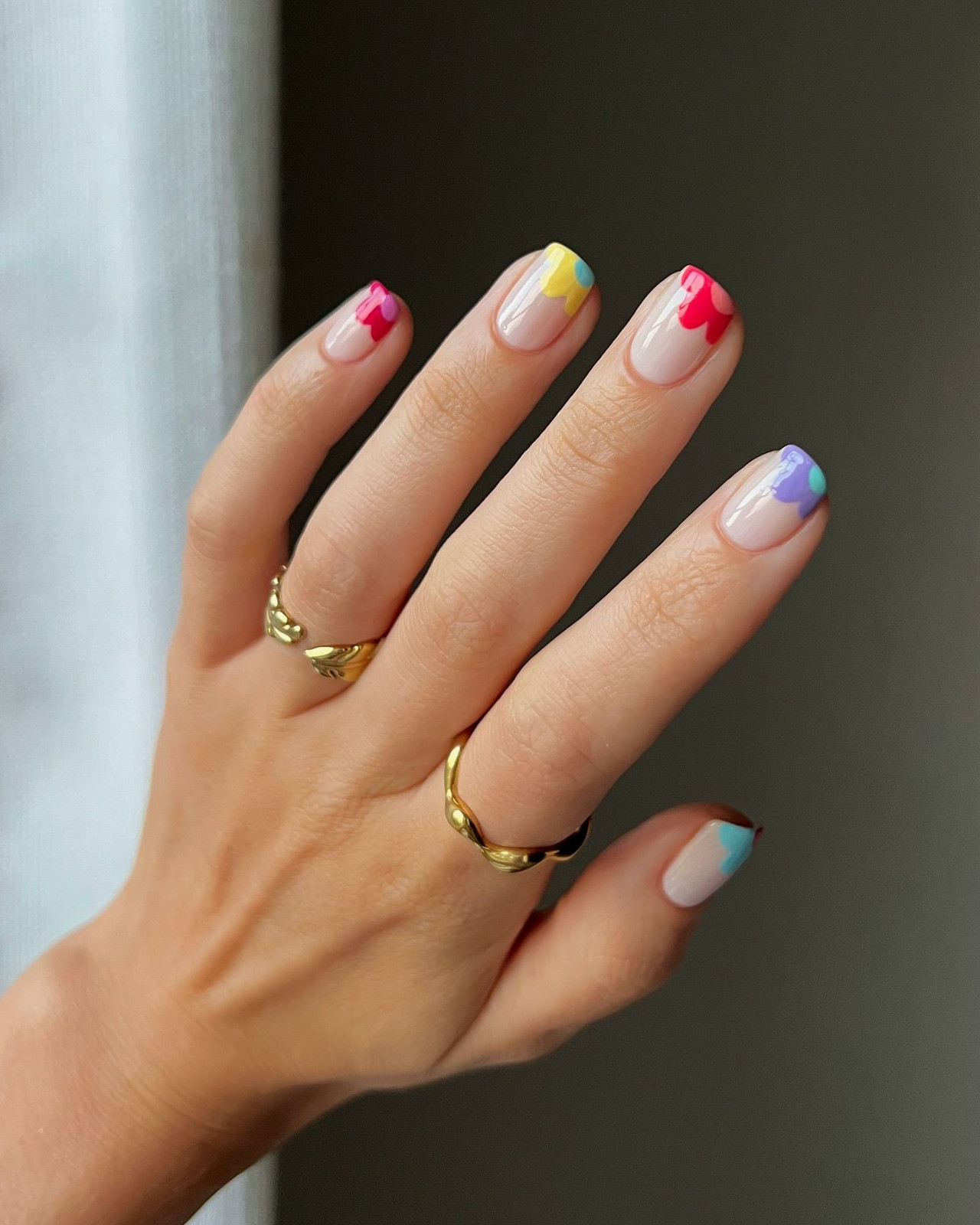 Abstract Floral Shapes On Tips Visual Idea Abstract Floral Shapes On Tips Visual Idea — Short Spring Nails 2027