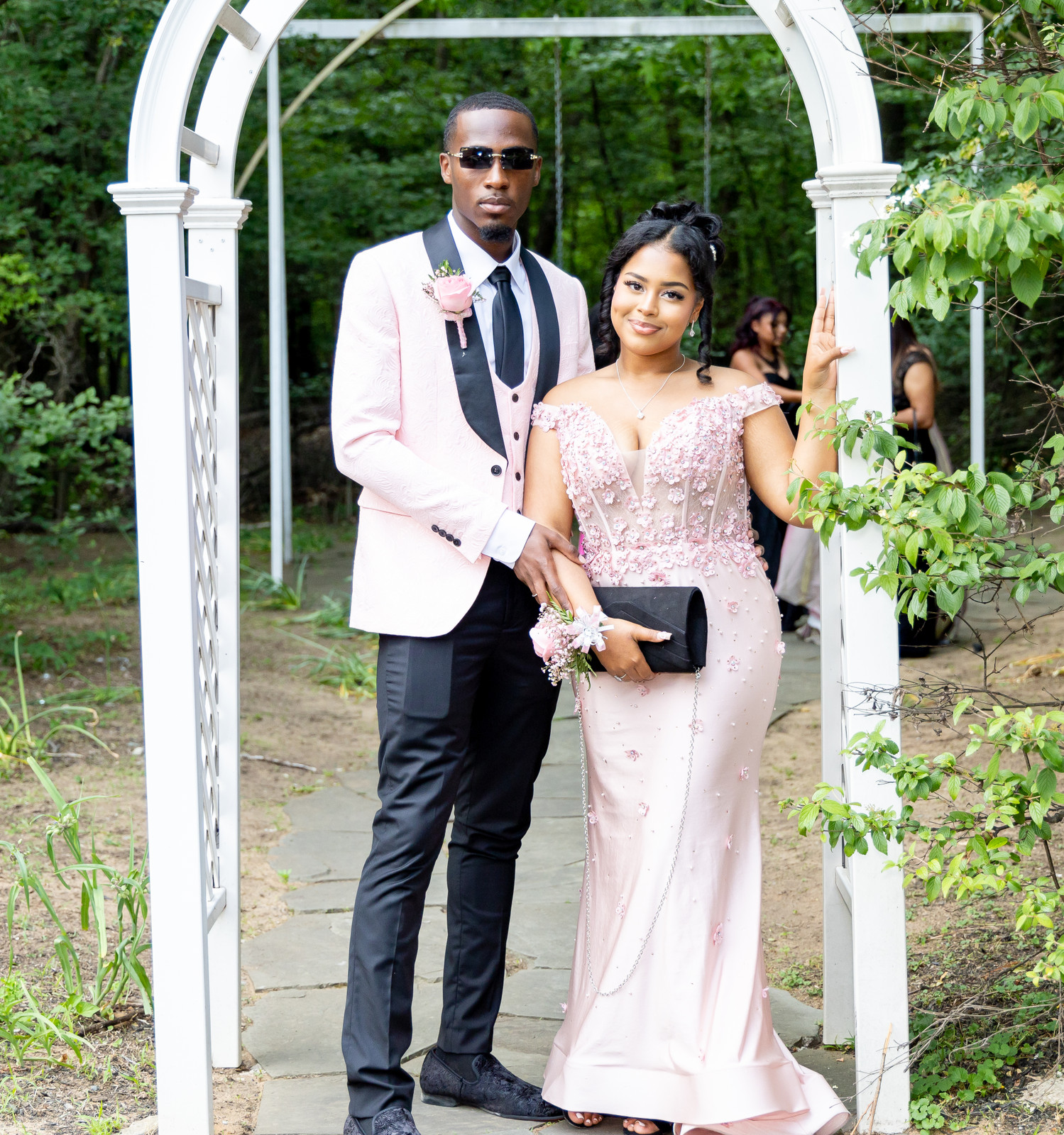 Playful Pink Suit and Lace A-Line Dress for a Prom Pair Playful Pink Suit and Lace A-Line Dress for a Prom Pair — Prom Couple Outfits 2027