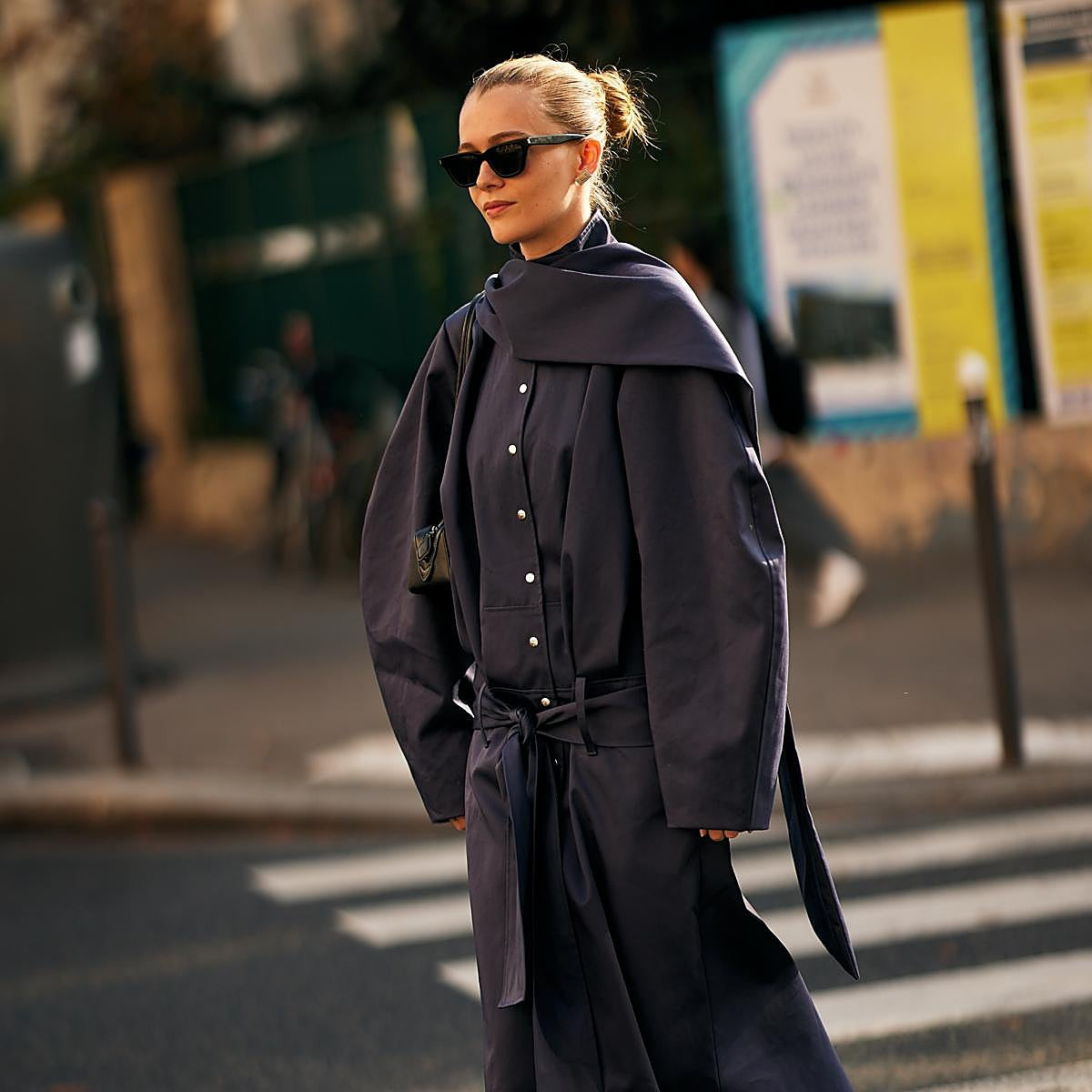 Navy Oversized Coat Dress With Tie Belt Outfit Idea Navy Oversized Coat Dress With Tie Belt Outfit Idea — Warm Winter Outfits 2027