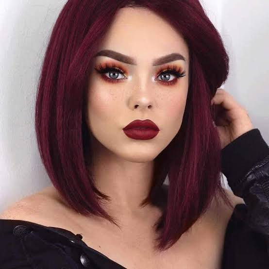 Fine Burgundy Angled Bob Fine Burgundy Angled Bob — Mulled Wine Hair 2027