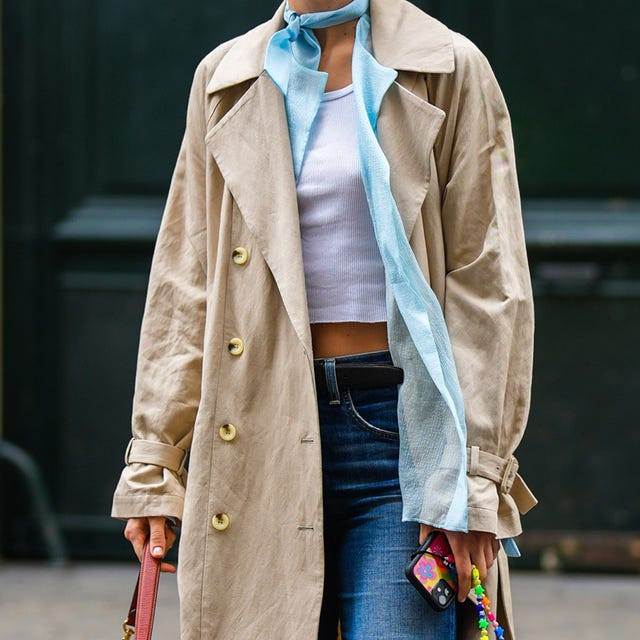 Beige Trench Coat with Silk Scarf Accent Beige Trench Coat with Silk Scarf Accent — Paris Outfits 2027