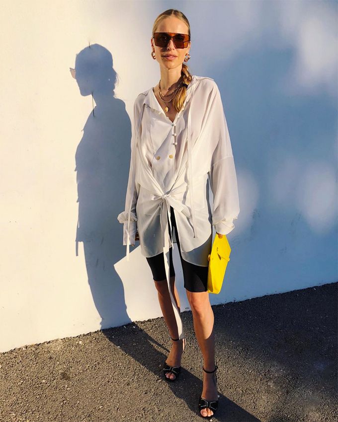 Sheer Overlay Style: Black Biker Shorts with White Shirt — Biker Shorts Outfits 2027