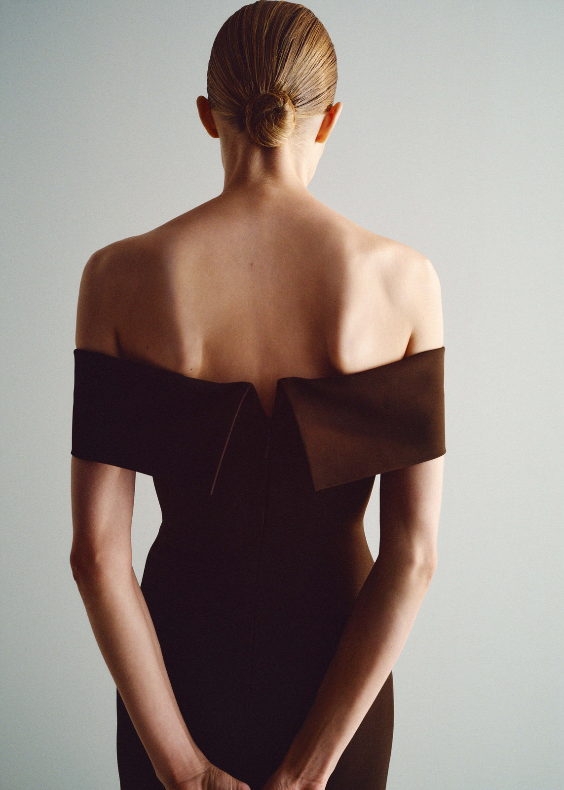 Chic Dark Brown Crepe Off-the-Shoulder Dress Chic Dark Brown Crepe Off-the-Shoulder Dress — Off the Shoulder Dresses 2027