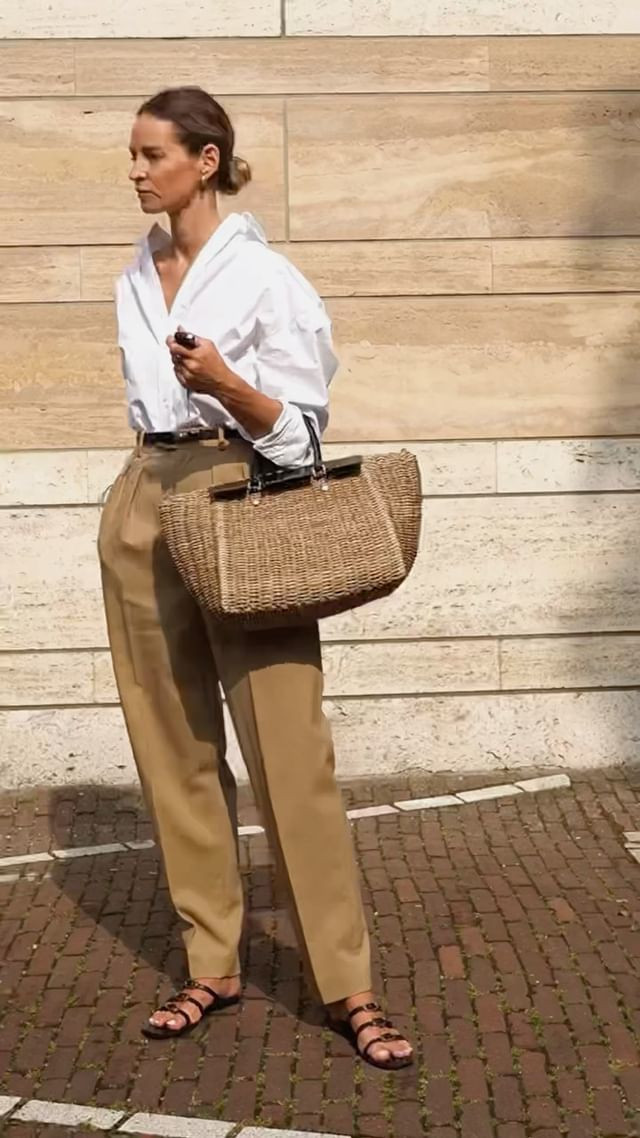 Oversized White Shirt and Beige Trousers: A Timeless Summer Work Combo — Summer Work Outfits 2027