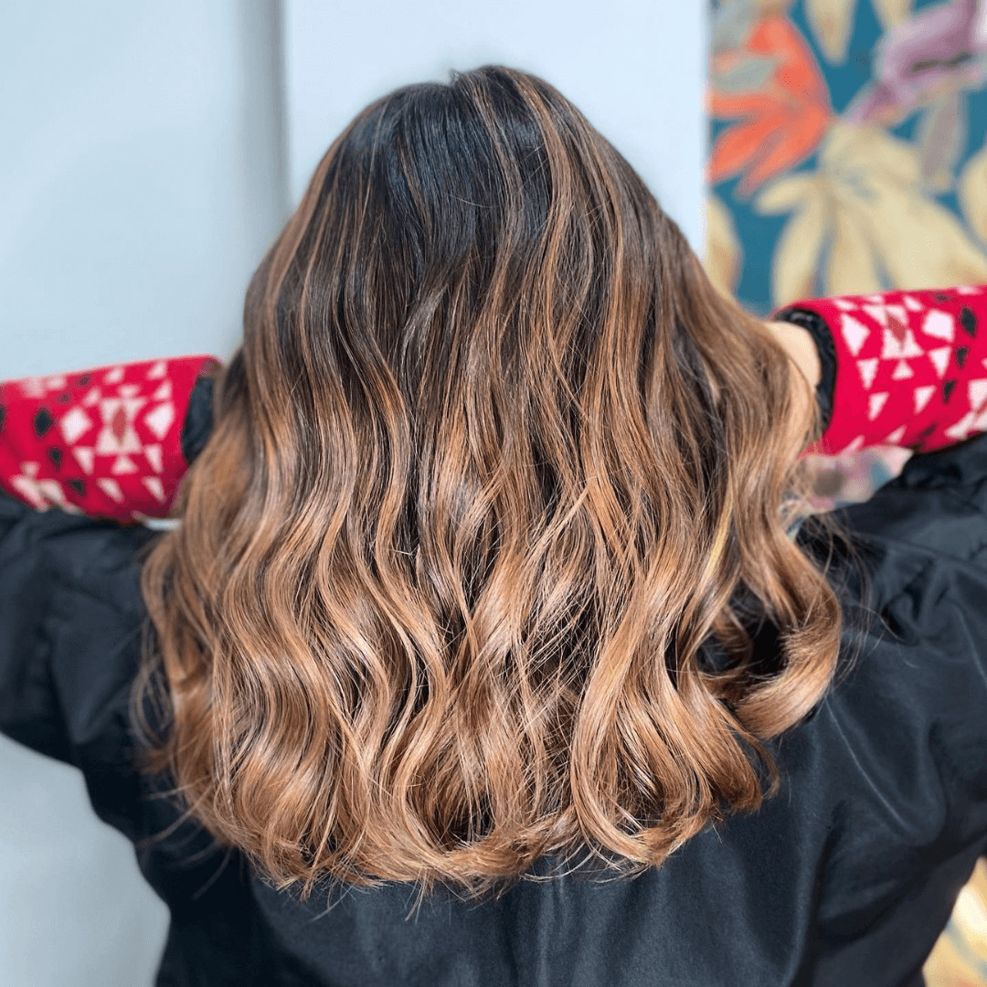Wavy Medium Density Dark Brown With Honey Caramel Balayage — Honey Brown Hair 2027