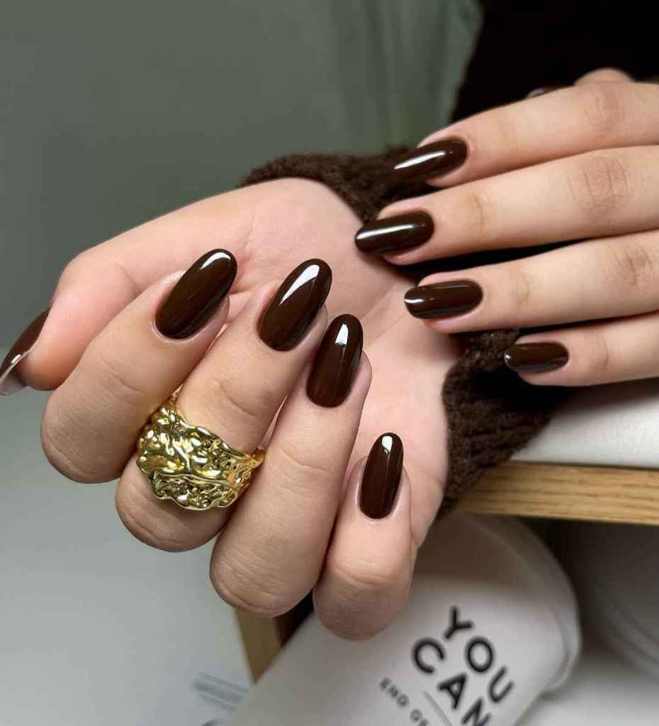 Dark Glossy Chocolate Oval Elegance Dark Glossy Chocolate Oval Elegance — Chocolate Brown Nails 2027