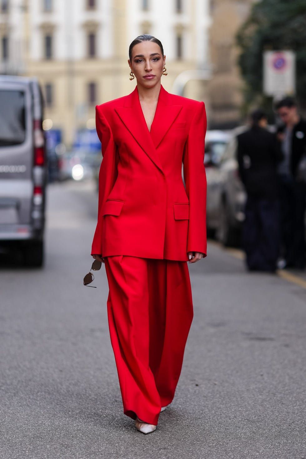 Power Dressing in a Red Oversized Blazer and Wide-Leg Trousers Power Dressing in a Red Oversized Blazer and Wide-Leg Trousers — Red Outfits 2027