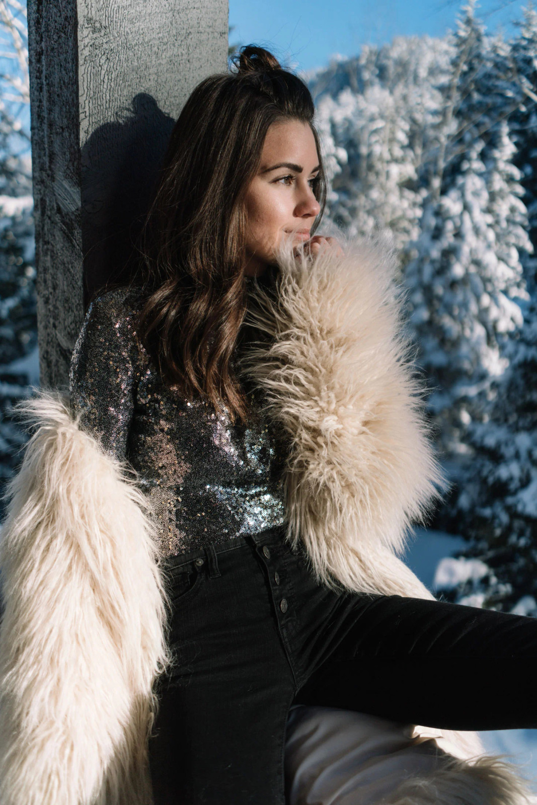 Silver Sequins Paired with Faux Fur Opulence Silver Sequins Paired with Faux Fur Opulence — New Years Eve Outfits 2027
