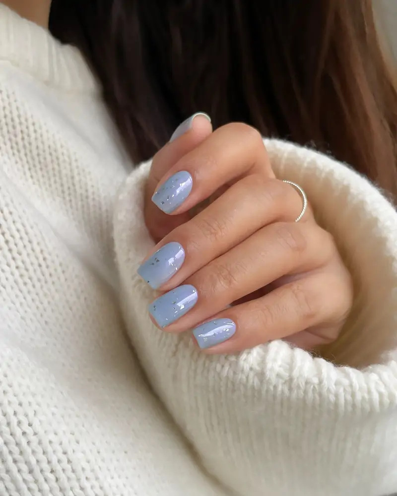Glossy With Scattered Glitter Visual Idea Glossy With Scattered Glitter Visual Idea — Short Winter Nails 2027