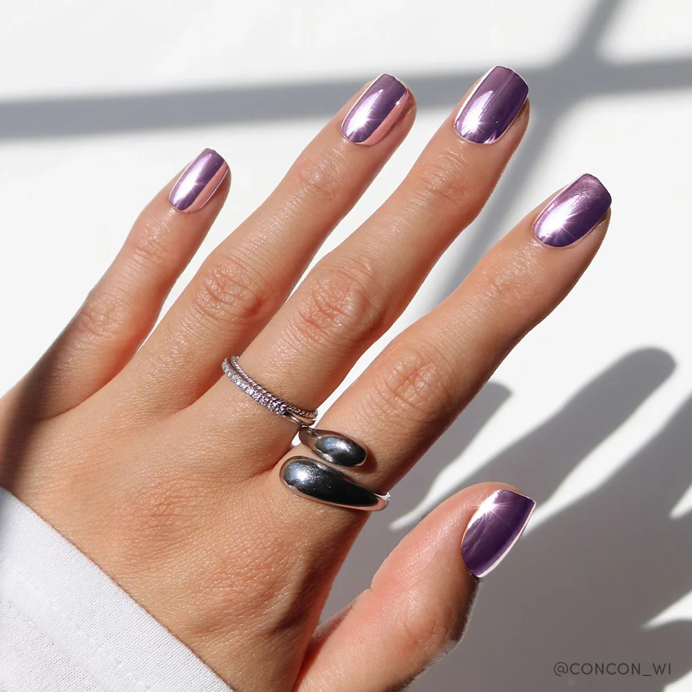 Purple Pink Chrome Medium Squares — Pink Chrome Nails 2027