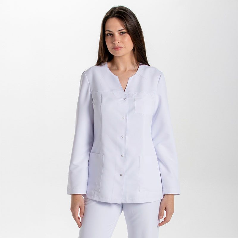 White Button-Front Lab Coat Over White Pants — Nurse Outfits 2027