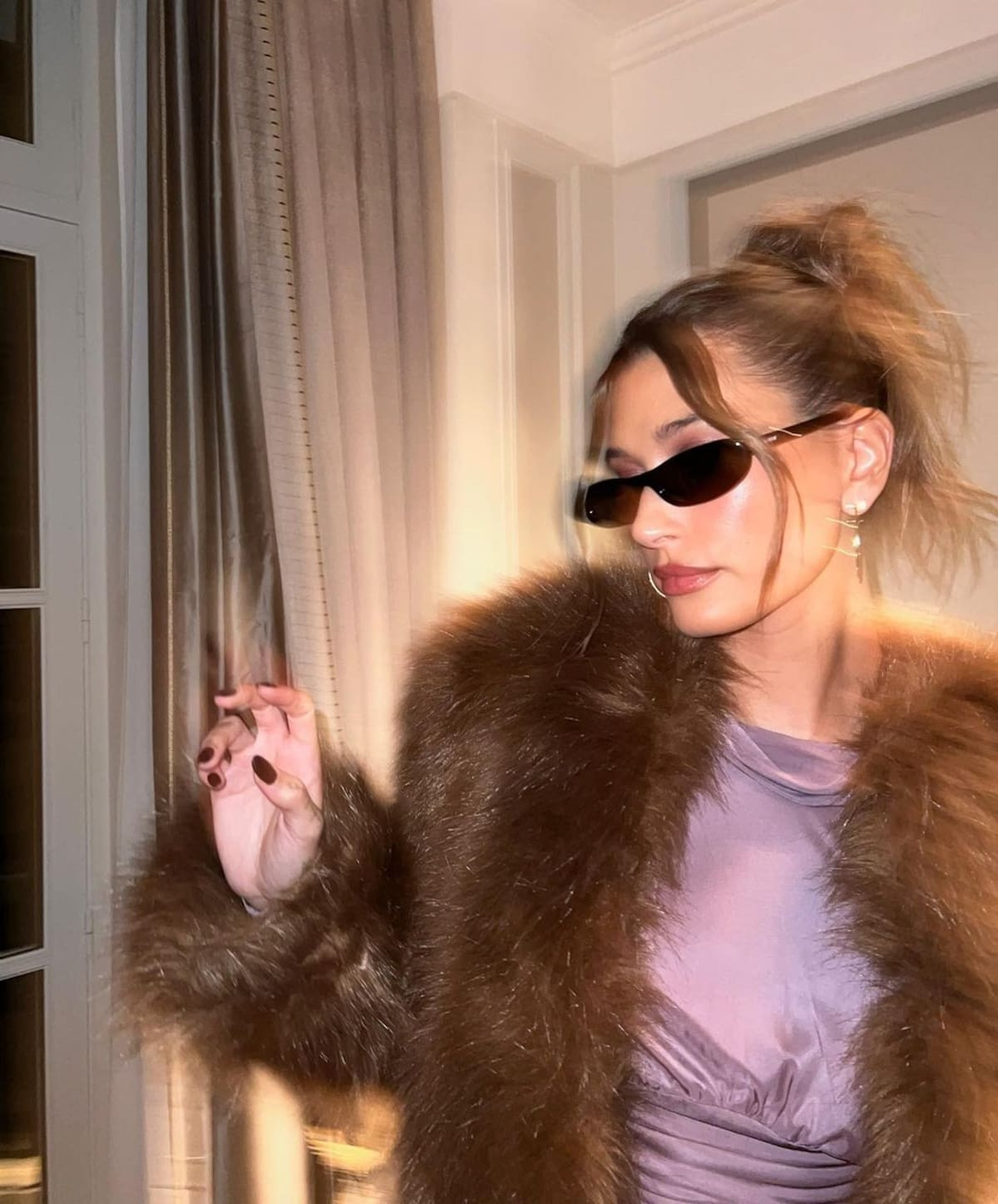 Evening Glamour: Brown Fur Coat over a Ruched Dress Mob Wife Outfits 2027