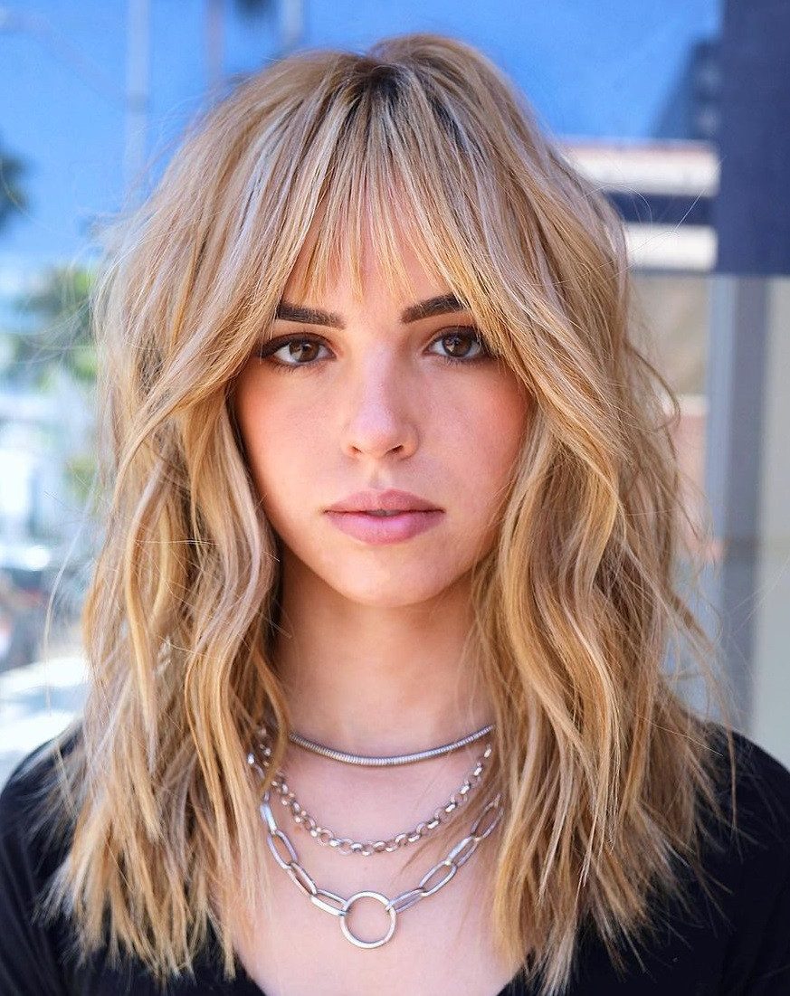 Collarbone Honey Blonde With Bangs — Lived In Blonde 2027