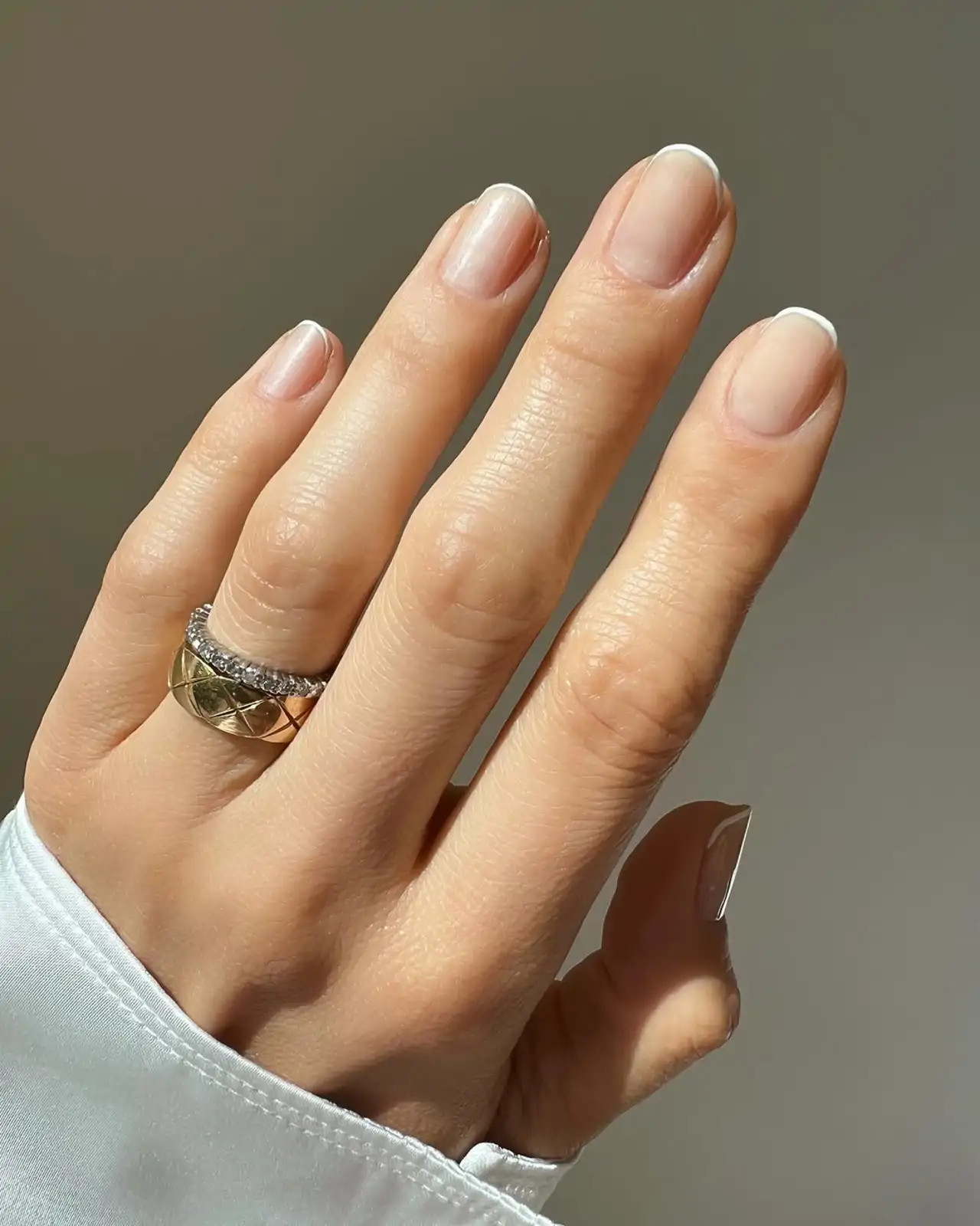 Nude Pink Base Square French Nails — Wedding French Tip Nails 2027