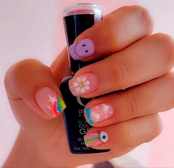 Playful Art Short Rounded Square Nails — Nails 2027 for Teens